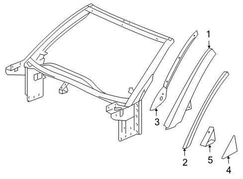 2007 Cadillac XLR Exterior Trim - Roof Diagram
