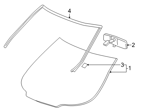 2006 Buick Terraza Windshield Glass, Reveal Moldings Diagram