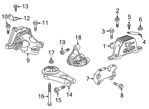 2024 Cadillac XT4 Engine & Trans Mounting Diagram 2 - Thumbnail