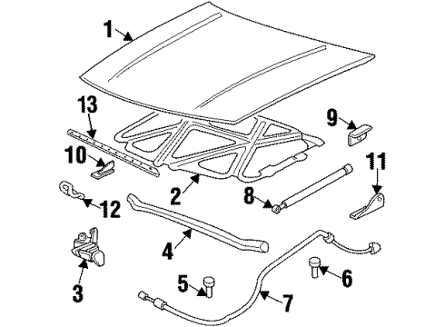 1998 Buick Skylark Hood & Components Diagram
