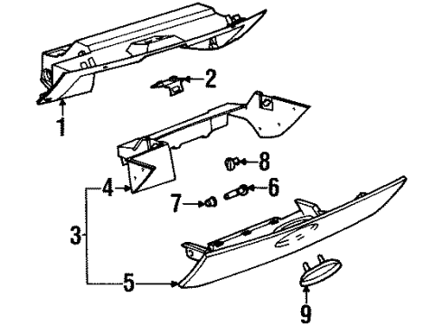 1997 Saturn SC2 Glove Box Diagram