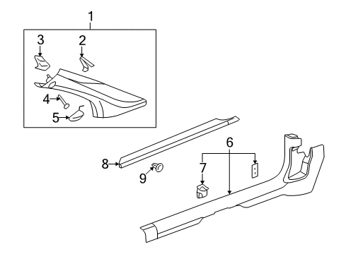 2007 Pontiac G5 Interior Trim - Pillars, Rocker & Floor Diagram