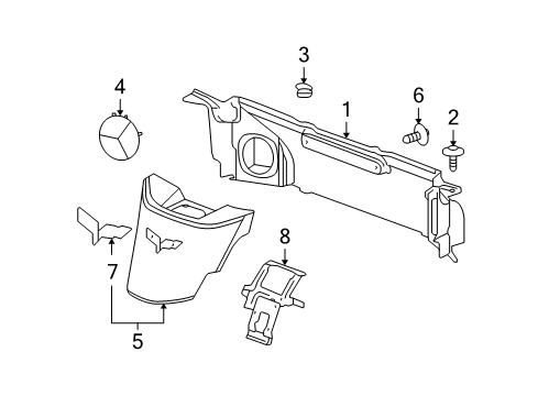2006 Chevy Corvette Closure Panel Retainer Nut Diagram for 11609969