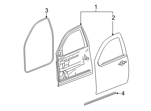 2007 Cadillac Escalade EXT Front Door Diagram