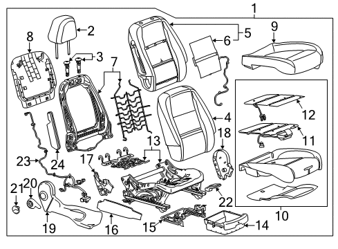 2022 Chevy Trax Passenger Seat Components Diagram
