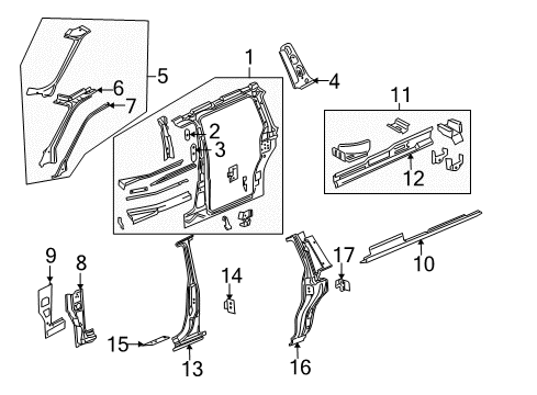 2005 Pontiac Montana Body Side Panel & Frame, Pillar Diagram 2 - Thumbnail