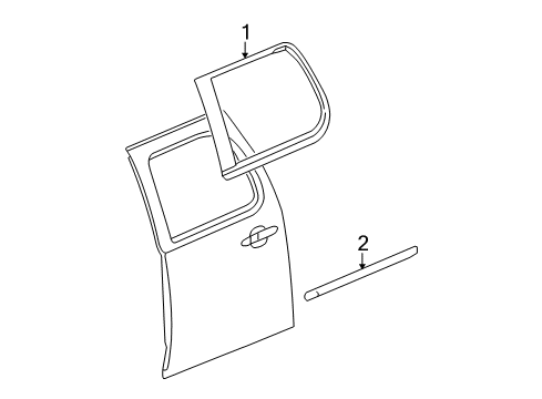 2008 Cadillac Escalade ESV Exterior Trim - Rear Door Diagram
