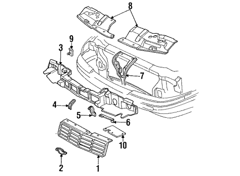 1987 Chevy Corsica Emblem, Front Diagram for 10066853
