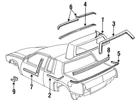 1987 Cadillac Eldorado Emblem, Passenger Side Diagram for 20675590