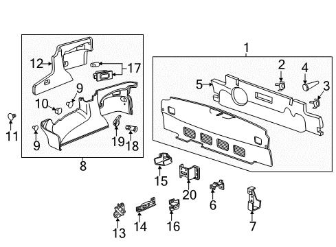 2016 Chevy Corvette Wheelhouse Trim Front Bracket, Rear Lower Diagram for 22803369
