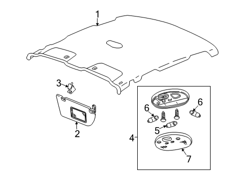 2004 Pontiac GTO Dome Lamp Bulb Diagram for 92140559