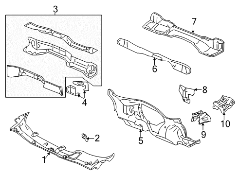 2002 Buick Regal Cowl Grille, Passenger Side Diagram for 10327404