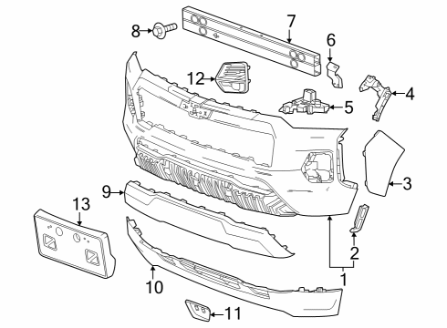 2023 Chevy Colorado Bumper Cover, Front Rear Diagram for 85617685