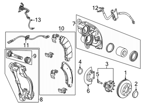 2021 GMC Sierra 2500 HD Front Brakes Diagram 2 - Thumbnail