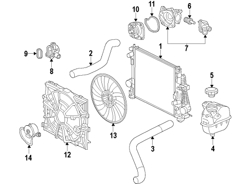 2017 Cadillac CTS Cooling System, Radiator, Water Pump, Cooling Fan Diagram 8 - Thumbnail