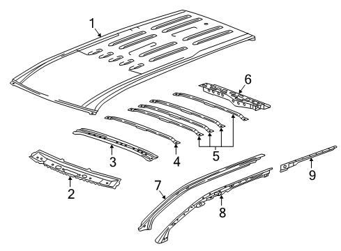 2019 Chevy Traverse Roof & Components Diagram