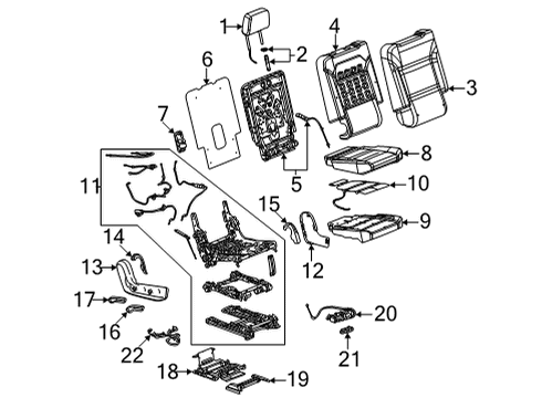 2021 Cadillac Escalade Seat Cushion Pad, Rear Diagram for 84800292