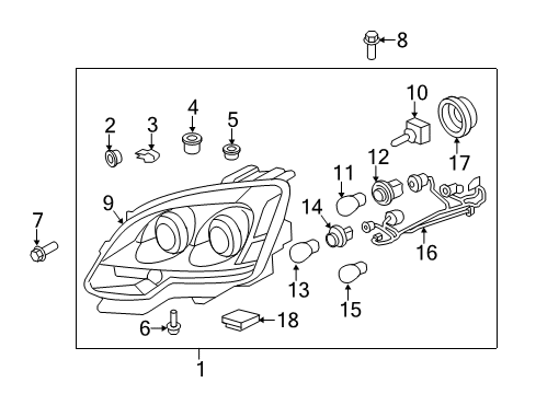 2007 GMC Acadia Headlamp Assembly, Blue, Front Driver Side Diagram for 25826765