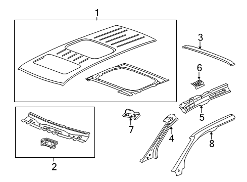 2012 Chevy Traverse Roof & Components Diagram