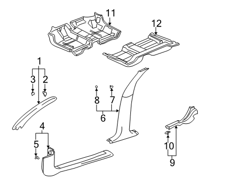 2000 Buick LeSabre Interior Trim - Pillars, Rocker & Floor Diagram