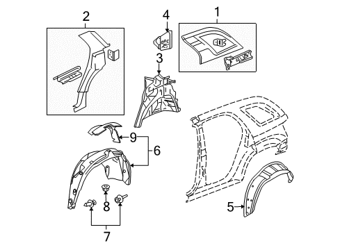 2007 Chevy Equinox Inner Structure - Quarter Panel Diagram