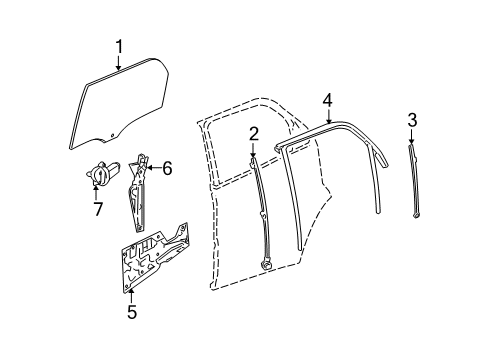 2008 Pontiac Torrent Rear Door - Glass & Hardware Diagram