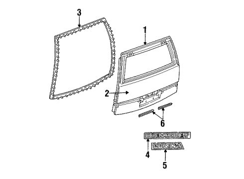 1991 Chevy Lumina APV Molding Diagram for 10153433
