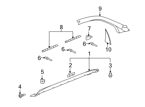 2008 Pontiac Torrent Exterior Trim - Pillars, Rocker & Floor Diagram