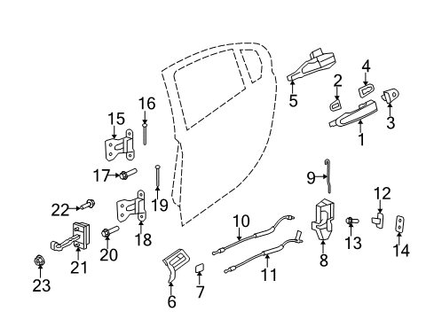 2013 Chevy Caprice Rear Door - Lock & Hardware Diagram