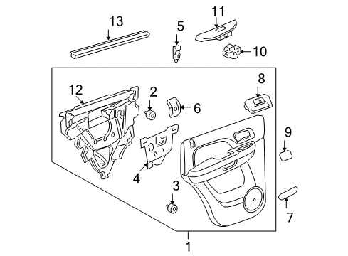 2007 Cadillac Escalade Interior Trim - Rear Door Diagram