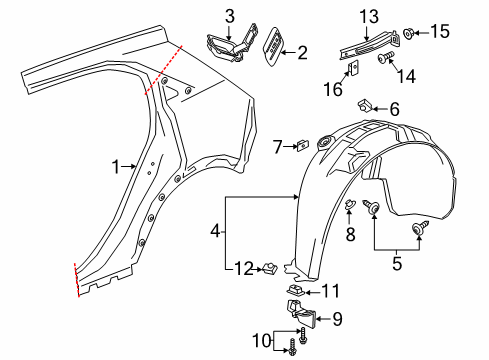 2024 Cadillac XT4 Quarter Panel & Components Diagram