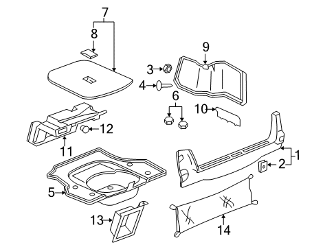 2006 Cadillac DTS Interior Trim - Rear Body Diagram 4 - Thumbnail