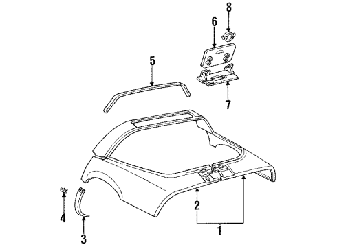 1985 Chevy Corvette Front Molding, Rear Passenger Side Diagram for 14043100