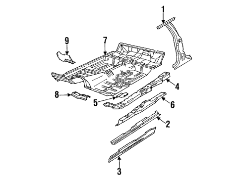 1994 Buick Roadmaster Rocker Panel, Passenger Side Diagram for 10200772
