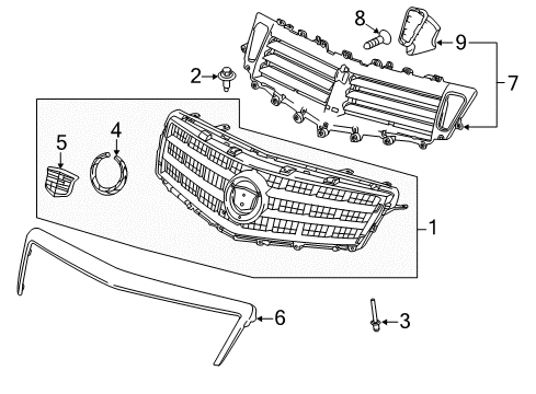 2014 Cadillac ATS Grille & Components Diagram 2 - Thumbnail