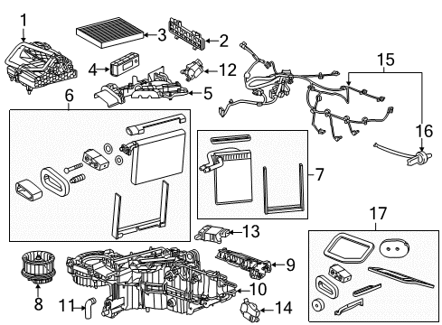 2017 Cadillac Escalade A/C Evaporator & Heater Components Diagram