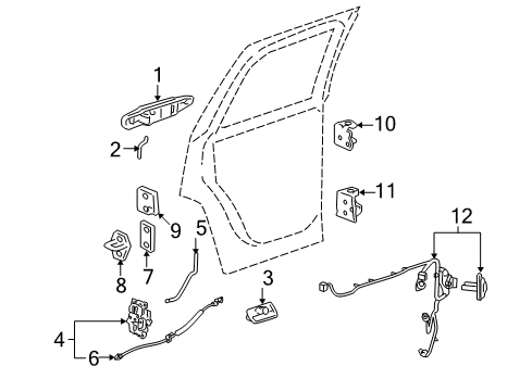 2007 Cadillac Escalade Rear Door - Lock & Hardware Diagram