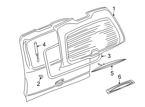 2002 GMC Yukon Lift Gate - Glass & Hardware Diagram