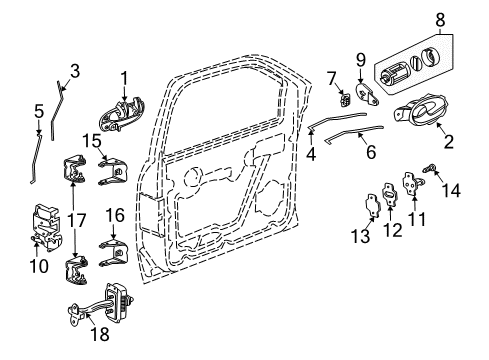 2009 GMC Envoy Front Door - Lock & Hardware Diagram