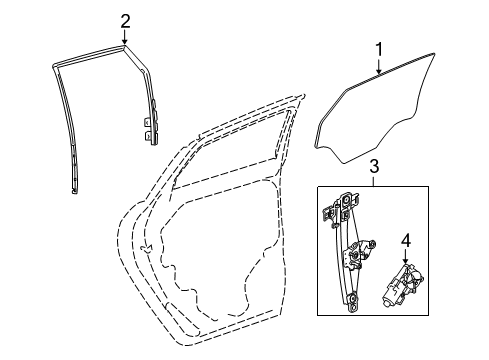 2014 Cadillac SRX Rear Door - Glass & Hardware Diagram