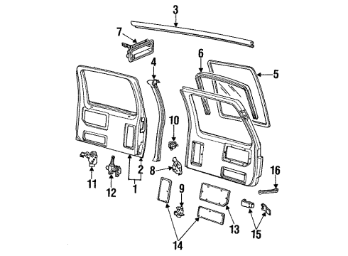 1997 GMC C2500 Suburban Back Door - Door & Components Diagram