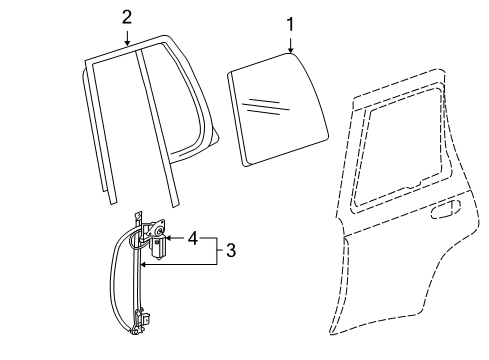 2009 GMC Envoy Rear Door - Glass & Hardware Diagram
