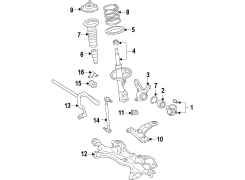 2010 Pontiac Vibe Bearing Diagram for 88970116