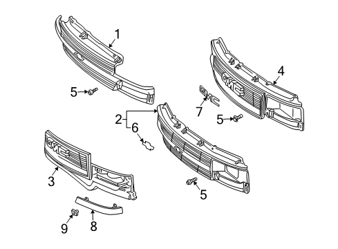 2001 GMC Safari Emblem, Front Diagram for 88934655