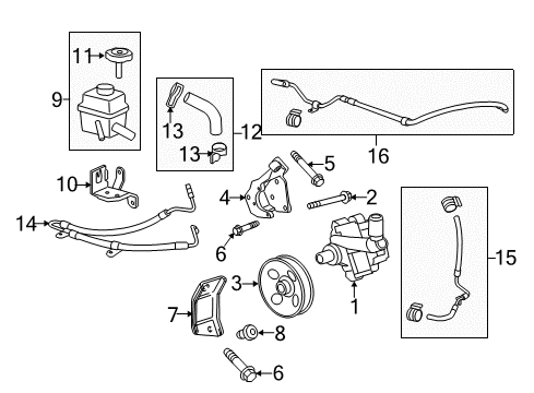 2012 Chevy Camaro Power Steering Pump Diagram for 13576570