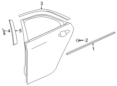 2013 Cadillac ATS Exterior Trim - Rear Door Diagram