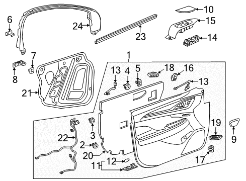2017 Buick LaCrosse Interior Trim - Front Door Diagram