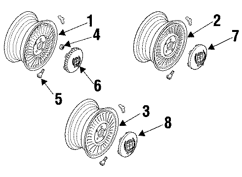 1995 Cadillac DeVille Center Cap Diagram for 3543645