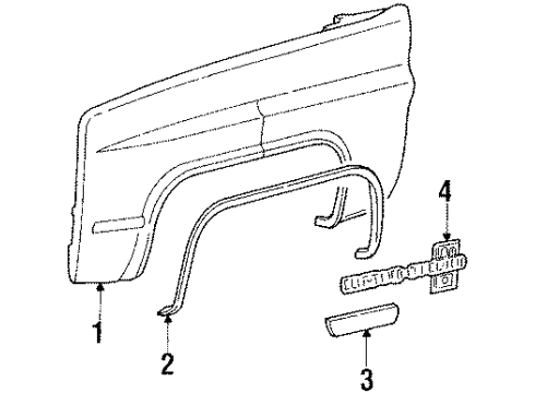 1987 GMC V3500 Nameplate, Front Diagram for 14043697