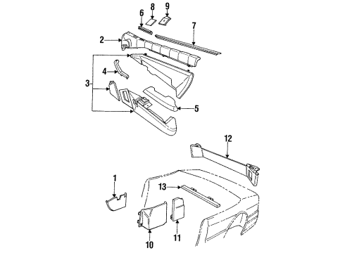 1988 Cadillac Allante Mirror Cover, Passenger Side Diagram for 1643183